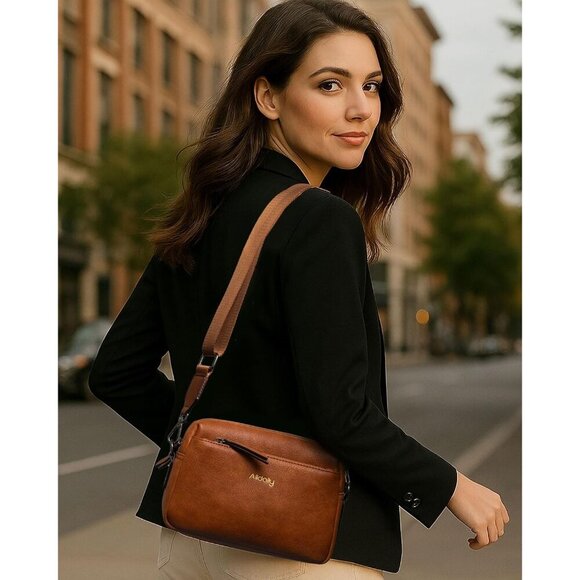 Small Vegan Leather Crossbody Purse Women Organizer Wallet Travel - Picture 2 of 7